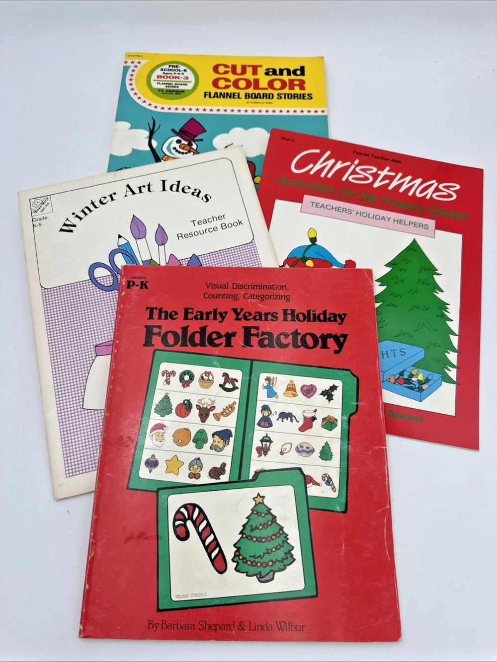 Vtg. Cut and Color Flannel Board Stories And Other Winter Theme Activity Books